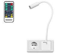 Monzana Lámpara Lectura LED 46,5cm Luz Regulable Interruptor Táctil Brazo Flexible Mando a Distancia 5000K