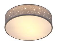 MONZANA® Lámpara Techo Redonda Ø30cm Efecto Cielo Estrellado Pantalla Tela 40W Casquillo E27 Gris