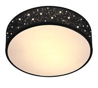 MONZANA® Lámpara Techo Redonda Ø30cm Efecto Cielo Estrellado Pantalla Tela 40W Casquillo E27 Negro