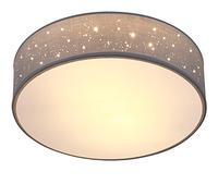 MONZANA® Lámpara Techo Redonda Ø38cm Efecto Cielo Estrellado Pantalla Tela 40W Casquillo E27 Gris