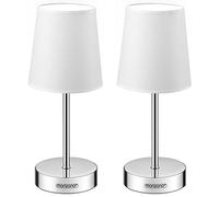 MONZANA® Lámparas de Mesita de Noche, Escritorio Dormitorio, Iluminación, Pantalla de Tela, Lámpara de Mesa Pequeña Salón, Altura 32cm, 2 Unidades, Lectura, Casquillo E14, Blanco