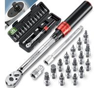 Monzana Llave Dinamométrica 1/4' Bicicleta Moto Set de 18 Piezas | 1-25 Nm, Precisión ±3%, Extensión, Llave Hexagonal, Torx, Estrella, Caja Transporte