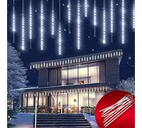 Monzana Luces de Navidad Lluvia Meteoros 10 Tubos 50 cm 480 LED Blanco Frío | Interior y Exterior, Protección IP44, Resistentes al Agua, Cable 5 m, Iluminación Jardín, Terraza