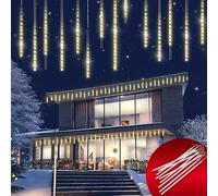 Monzana Luces Navidad Lluvia Meteoros 10 Tubos 50 cm 480 LED Blanco Cálido | Interior y Exterior, Protección IP44, Resistentes al Agua, Cable 5 m, Iluminación Jardín, Terraza