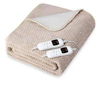 Monzana Manta Eléctrica Doble 160x140cm 120W Calienta Camas Temporizador 5 Niveles de Calor 2 Zonas