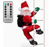 MONZANA® Papá Noel Escalando XL 90cm Control Remoto Temporizador Luces LED | Interior, Exterior, Decoración Navideña, 8 Funciones, Santa Claus a prueba de Agua