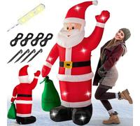 MONZANA® Papá Noel Inflable 180cm XL Santa Claus Hinchable Luces LED Decoración Figura Navideña Exterior