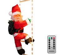MONZANAŽ Papá Noel Escalando XL 90cm Interior Exterior Control Remoto Temporizador 8 Funciones Luces LED