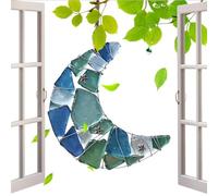Moon Wall Decor - Novelty Coastal 2D Acrylic Ornament | Blue Indoor Friendship Ornament - for Window Living Room Bedroom Entryway Garden Tree Party
