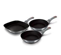 Moonlight Juego 2 Sartenes y Grill Inducción 20-24-28cm, Aluminio Forjado, Antiadherente Ecológico Titano sin PFOA, Diseño Moderno, Apta para Todas Las Cocinas, Vitrocerámica, Gas