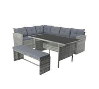 Moorea Mueble De Jardín De 8 Plazas Con Sofá Esquinero De Resina Tejida Gris