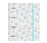 Safta MOOS FIORI - Carpeta 4 Anillas de 35 cm con 100 Hojas A4, Ideal para Niños de Diferentes Edades, Cómoda y Versátil, Calidad y Resistencia, 27x3.5x32 cm