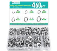 Moosswee Juego de anillos de resorte M4-M12 de acero inoxidable, 460 | Arandelas de resorte en espiral M4 M5 M6 M8 M10 M12, inoxidables y resistentes a la corrosión, para construcción de vehículos