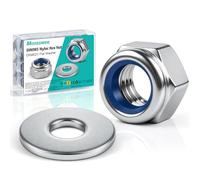 Moosswee Tuercas de seguridad M6 DIN985 + arandelas DIN9021, 20 unidades | Tuercas autoblocantes+arandelas, resistentes al óxido y a la corrosión, resistentes a las vibraciones, para muebles