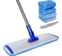 Mopa Profesional de Microfibra Conliwell de 18 Pulgadas, 4 Almohadillas Reutilizables Lavables, fregona Plana con Mango de Acero Inoxidable, Sistema de Limpieza de Suelos, trapeador húmedo y Polvo