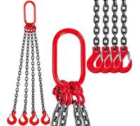 Mophorn G80 Cadenas de Elevación de 4 Patas 1 m/4T, Eslinga de Cadena con Diámetro de Cadena 8 mm, Eslinga de Carretilla Elevadora para Minería, Puertos y Construcción