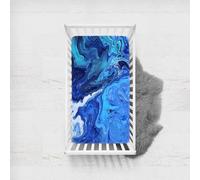 Morbuy Bajera Bebé Cuna y Minicuna,1 Sabanas Ajustable para Bebes Mármol Ropa de Cama Universal para Cama Ovalada, Reloj de Arena y Colchón Rectangula (Azul oscuro,90x140cm)