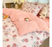 Morbuy Funda Nórdica de Franela, Invierno Reversible Terciopelo de Coral Funda Nórdica con Cremallera, Floral Grueso Suave Funda de Edredón de Leche Felpa para Adulto (150x200cm,Conejito Rosa)