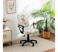 Morbuy Funda Silla Escritorio de Split Estirable, Flor Oscura 3D Fundas Sillas Ajustables Funda Oficina Lavable y Cubierta Protectora Giratoria Silla para Silla de Reposabrazos (Flor Rosa)