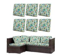 Morbuy Juego de 6/8 Fundas de Cojines Exterior, Impermeables Fundas de Cojines de Jardín, Reemplazo para Muebles de Jardín Sofá Esquinero de Rattan (Frangipani Tropical,6)