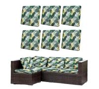 Morbuy Juego de 6/8 Fundas de Cojines Exterior, Impermeables Fundas de Cojines de Jardín, Reemplazo para Muebles de Jardín Sofá Esquinero de Rattan (Hojas de plátano,6)