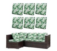 Morbuy Juego de 6/8 Fundas de Cojines Exterior, Impermeables Fundas de Cojines de Jardín, Reemplazo para Muebles de Jardín Sofá Esquinero de Rattan (Hojas de Coco,8)
