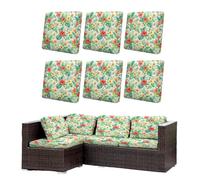 Morbuy Juego de 6/8 Fundas de Cojines Exterior, Impermeables Fundas de Cojines de Jardín, Reemplazo para Muebles de Jardín Sofá Esquinero de Rattan (Isla Tropical,8)