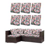 Morbuy Juego de 6/8 Fundas de Cojines Exterior, Impermeables Fundas de Cojines de Jardín, Reemplazo para Muebles de Jardín Sofá Esquinero de Rattan (Flamenco Tropical,6)