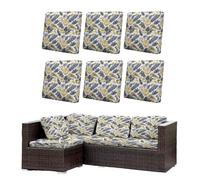 Morbuy Juego de 6/8 Fundas de Cojines Exterior, Impermeables Fundas de Cojines de Jardín, Reemplazo para Muebles de Jardín Sofá Esquinero de Rattan (Plátano Gris,8)