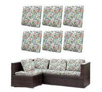 Morbuy Juego de 6/8 Fundas de Cojines Exterior, Impermeables Fundas de Cojines de Jardín, Reemplazo para Muebles de Jardín Sofá Esquinero de Rattan (Lirios Amarillos,8)