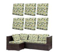 Morbuy Juego de 6/8 Fundas de Cojines Exterior, Impermeables Fundas de Cojines de Jardín, Reemplazo para Muebles de Jardín Sofá Esquinero de Rattan (Hojas Verdes,8)