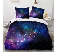 Morbuy Juego de Ropa de Cama 3 Piezas, 3D Juego de Fundas de Edredón Impresión de Galaxia Universo, Microfibra Funda Nórdica y 2 Funda de Almohada 80x80cm (Galaxia romántica,200x200cm)