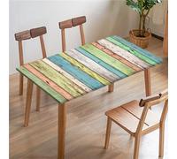 Morbuy Manteles Elasticos Mesa Rectangular, Impresión Tabla de Madera Mantel para Mesa de Jardin Exterior, Mantel Elástico Mesa Cuadrada Impermeable Antimanchas (80x80cm,Rayas)