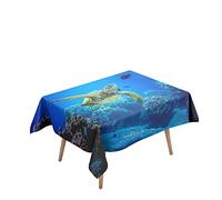 Morbuy Manteles Impermeables Antimanchas Mesa Rectangular, 3D Tortuga Marina Impresión Mantel Lavable para Decoración Hogar Cocina Comedor Fiesta Cumpleaños Jardín (Ocean Coral,140x220cm)