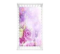 Morbuy Sábana Bajera Cuna Bebe Rosa Sabanas Minicuna, Capazo Ajustable Funda de Cuna Universal para Colchones Ovalados, Reloj de Arena y Rectangulares (morado,75x30cm)