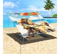Morbuy Toldos Exterior Terraza, Toldo Vela Rectangular con Cuerda, Estampado Hawaiano Lona Sombra Impermeable Toldo Camping Malla de Sombreo para Jardín, Patio (Playa 6,200x240cm)