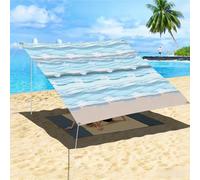 Morbuy Toldos Exterior Terraza, Toldo Vela Rectangular con Cuerda, Patrón de Agua de Mar Lona Sombra Impermeable Toldo Camping Malla de Sombreo para Jardín, Patio (Onda 5,150x150cm)