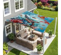 Morbuy Toldos Exterior Terraza, Toldo Vela Rectangular con Cuerda, Tortuga Pintada Lona Sombra Impermeable Toldo Camping Malla de Sombreo para Jardín, Patio (Acuarela 8,200x200cm)