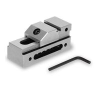 Mordaza de precisión EBERTH, con una anchura de mordazas de 26 mm, una fuerza de sujeción máxima de 22 mm, una altura de mordazas de 9 mm, fabricada en acero resistente y de calidad profesional