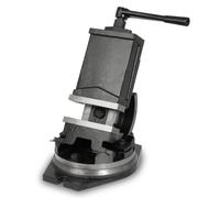 Mordaza giratoria e inclinable para máquinas, fabricada en acero fundido, con una máxima abertura de 125 mm, una anchura de mordazas de 160 mm. Mordaza para taladro