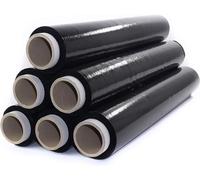 MORE FREE Film Transparente o Negro para Embalar 50CM x 200M,23 Micras Rollo de Papel Film Resistente de Plástico con Alta Elasticidad para Mudanzas y Envíos (Film Negro Embalaje, 18 ROLLOS)