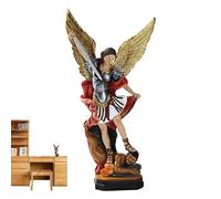 Moreeulsi Estatua De Arcángel Miguel De 22cm - Escultura Coloreada del Ángel De Batalla Derrotando Al Dragón