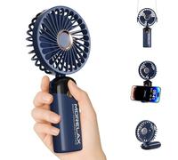 Morelax Ventilador de Mano, Mini Ventilador Portátil de Bolsillo, 4000mAh Batería Recargable, Pequeño Ventilador USB de Mesa Silencioso, 6 Velocidades, Plegable 90° para Casa, Oficina, Exterior, Azul