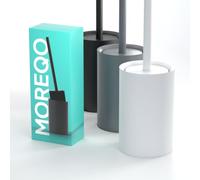 MOREQO - Escobilla de Baño Blanca - Escobilla con Soporte - Escobilla Moderna Sin Taladrar - Set de Baño Mate