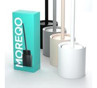 MOREQO - Escobilla de Baño Blanca - Escobilla de WC Elegante con Soporte - Set de Baño Sin Taladrar - Escobilla Moderna Mate