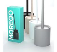 MOREQO - Escobilla de Baño de Diseño Gris - Escobilla de WC Moderna con Soporte - Escobilla de Suelo Sin Taladrar - Set de Baño Mate