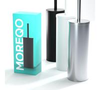MOREQO - Escobilla de Baño Plata Mate - Elegante Escobilla con Mango de Acero Inoxidable - Escobilla de Inodoro Anticorrosión - Set de Cepillos de Calidad