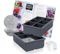 Moritz & Moritz 2x Moldes de Hielo para Cubitos de Hielo en forma de cuadrados - Cubiteras para Hielo grande en forma de cuadrados - incluye 6 posavasos y un libro de recetas