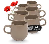 Moritz & Moritz ALHAMBRA Juego de 6 tazas de café con mousse, aprox. 500 ml, de porcelana de alta calidad, diseño elegante con asa, tazas con asa para café, té, chocolate caliente, capuchino