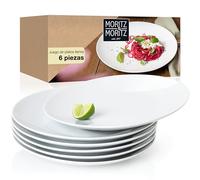 Moritz & Moritz BASIC Vajilla para 6 Personas Moderna - Ø 27 cm - Vajilla de Porcelana Blanca - Juego de 6 Platos Llanos - Vajilla y Platos de Servir